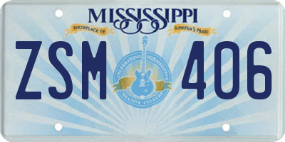 MS license plate ZSM406