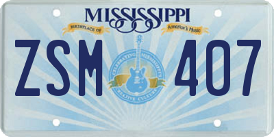 MS license plate ZSM407