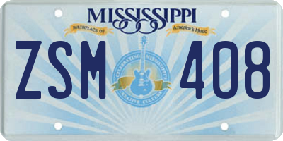 MS license plate ZSM408