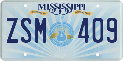MS license plate ZSM409