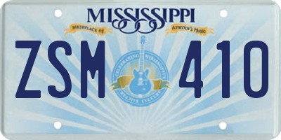 MS license plate ZSM410