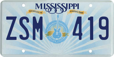 MS license plate ZSM419