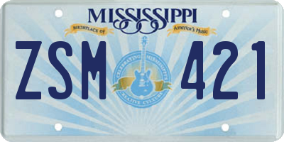 MS license plate ZSM421