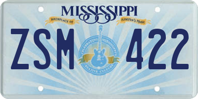 MS license plate ZSM422