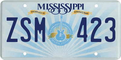 MS license plate ZSM423