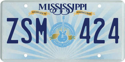 MS license plate ZSM424