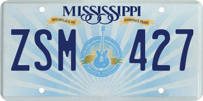 MS license plate ZSM427