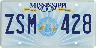 MS license plate ZSM428