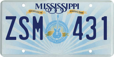 MS license plate ZSM431