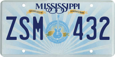 MS license plate ZSM432