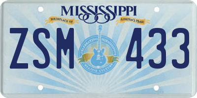 MS license plate ZSM433
