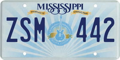 MS license plate ZSM442