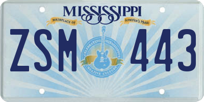 MS license plate ZSM443