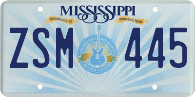 MS license plate ZSM445