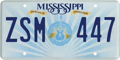 MS license plate ZSM447