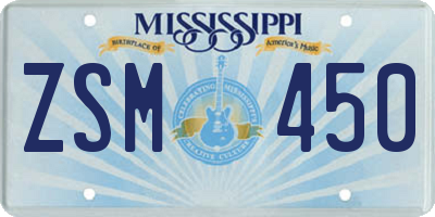 MS license plate ZSM450