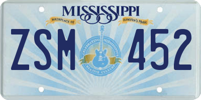 MS license plate ZSM452