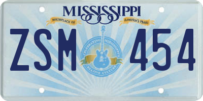MS license plate ZSM454