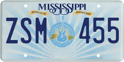 MS license plate ZSM455