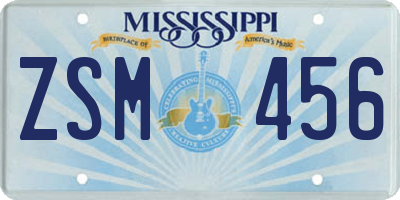 MS license plate ZSM456