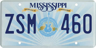 MS license plate ZSM460