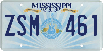 MS license plate ZSM461