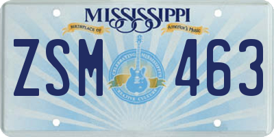 MS license plate ZSM463