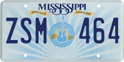 MS license plate ZSM464