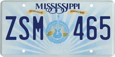 MS license plate ZSM465