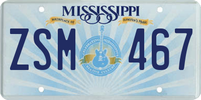 MS license plate ZSM467