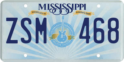 MS license plate ZSM468