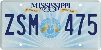 MS license plate ZSM475
