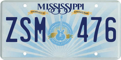MS license plate ZSM476