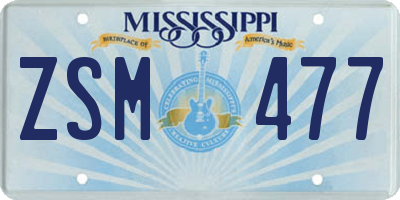 MS license plate ZSM477