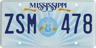 MS license plate ZSM478