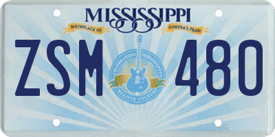 MS license plate ZSM480