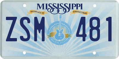 MS license plate ZSM481