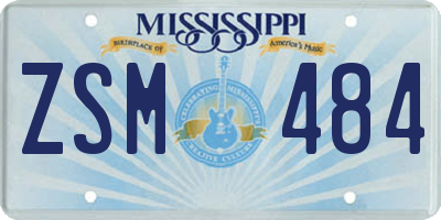 MS license plate ZSM484