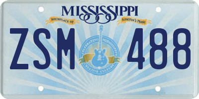 MS license plate ZSM488