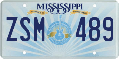 MS license plate ZSM489