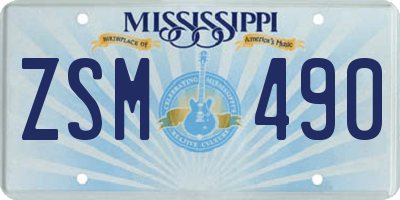MS license plate ZSM490