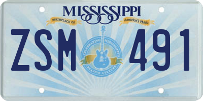 MS license plate ZSM491