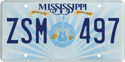 MS license plate ZSM497