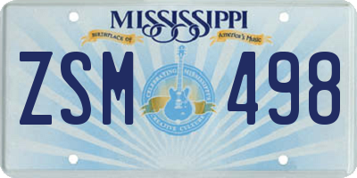MS license plate ZSM498
