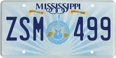 MS license plate ZSM499