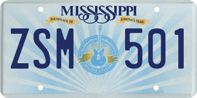 MS license plate ZSM501