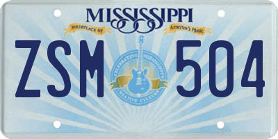 MS license plate ZSM504