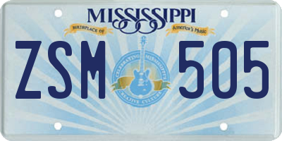 MS license plate ZSM505