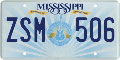 MS license plate ZSM506