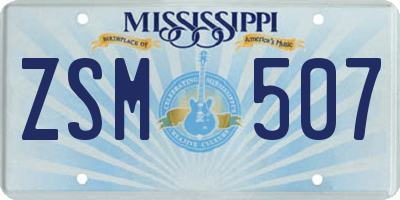 MS license plate ZSM507